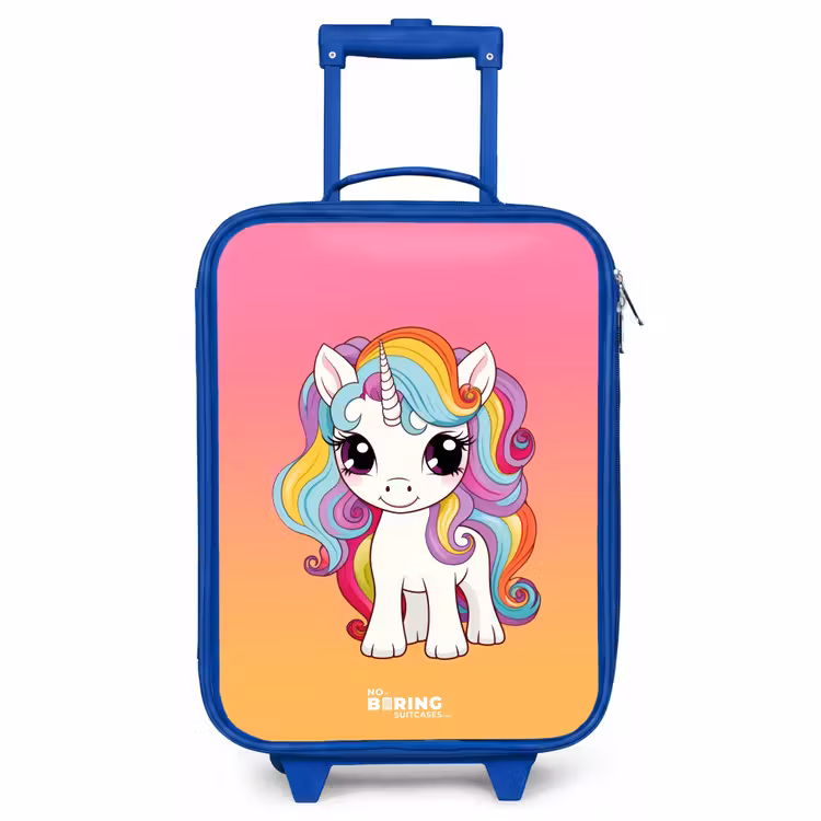 Valise enfant - Bleu - Petite licorne aux couleurs de l'arc-en-ciel — 1