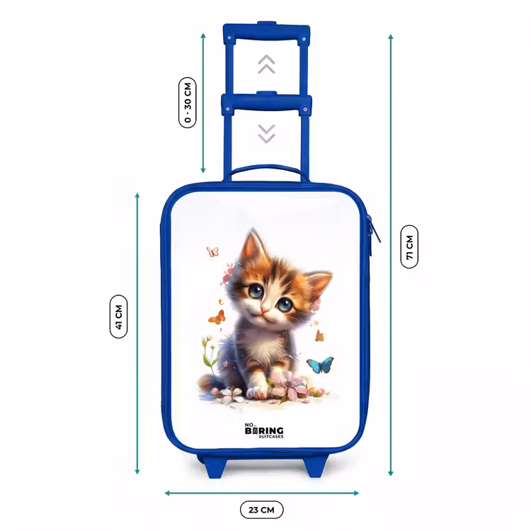 Valise enfant - Bleu - Portrait d'un chaton entouré de papillons — 6