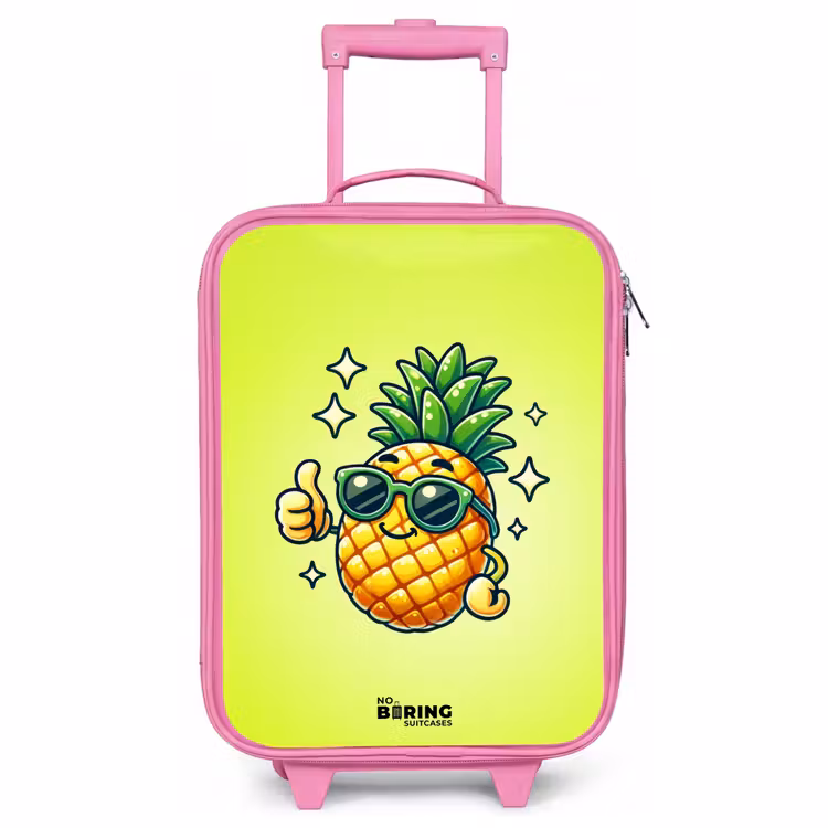 Valise enfant - Rose - Ananas heureux sur fond vert — 1