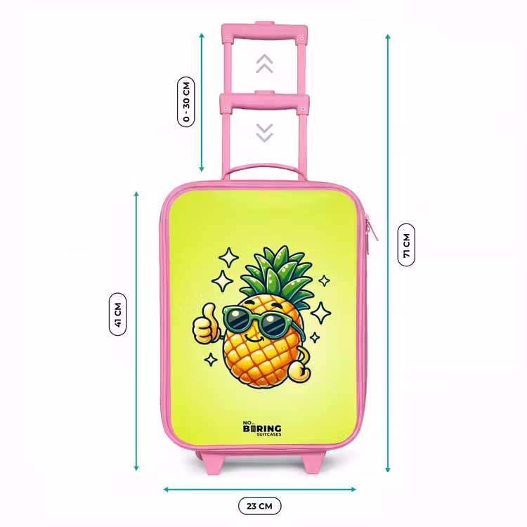 Valise enfant - Rose - Ananas heureux sur fond vert — 6
