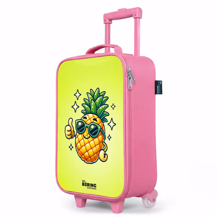 Valise enfant - Rose - Ananas heureux sur fond vert — 8