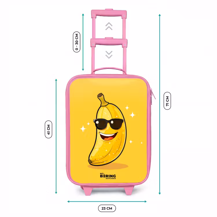 Valise enfant - Rose - Banane souriante avec lunettes de soleil noires — 6