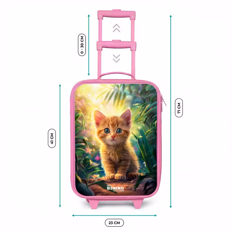 Valise enfant - Rose - Chaton rouge dans une nature verdoyante — 6