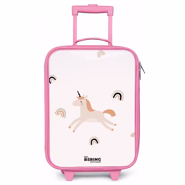 Valise enfant - Rose - Licorne à la crinière orange — 1