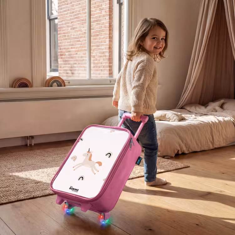 Valise enfant - Rose - Licorne à la crinière orange — 2