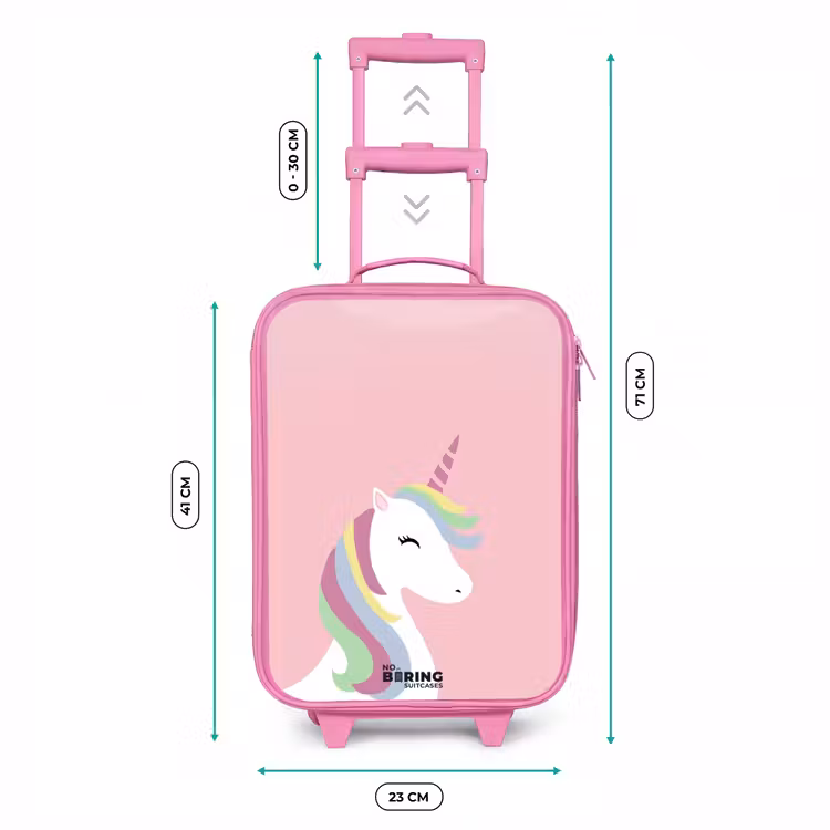 Valise enfant - Rose - Licorne de dessin animé avec crinière arc-en-ciel — 6