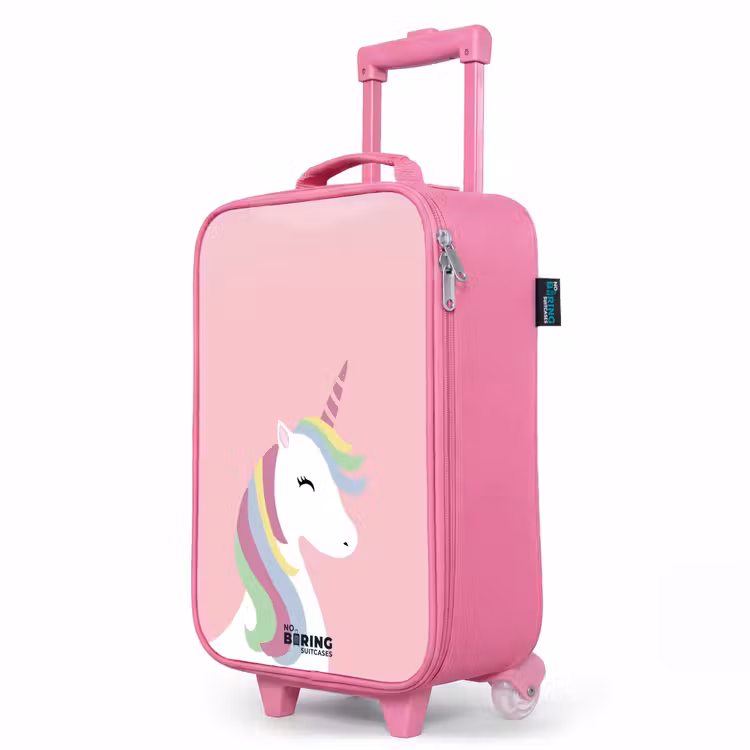 Valise enfant - Rose - Licorne de dessin animé avec crinière arc-en-ciel — 8