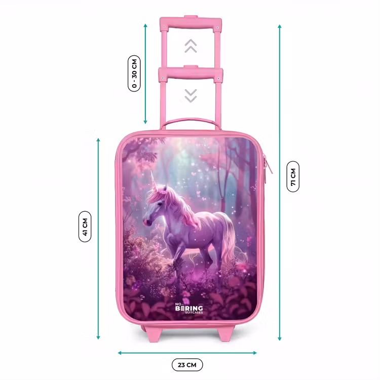 Valise enfant - Rose - Licorne entourée de nature violette — 6