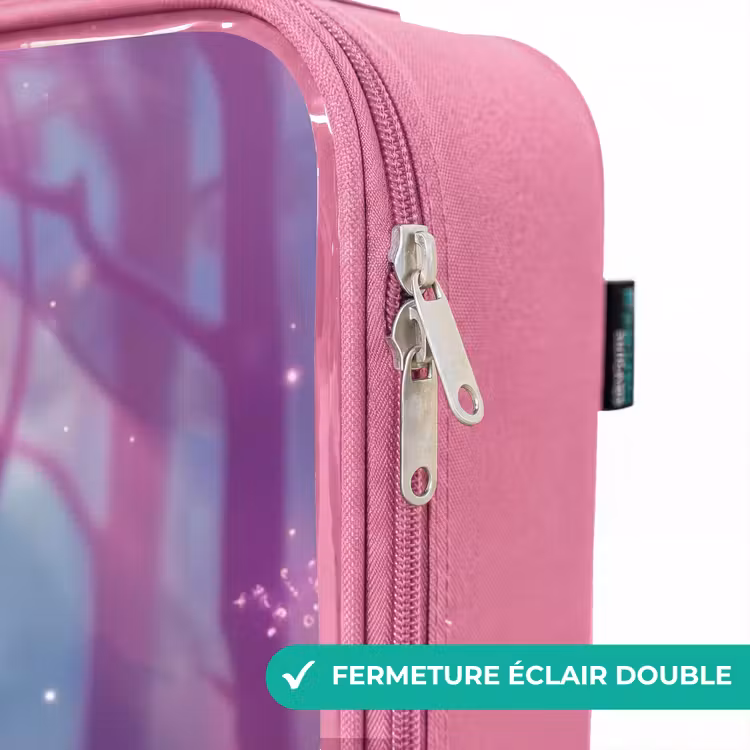 Valise enfant - Rose - Licorne entourée de nature violette — 7
