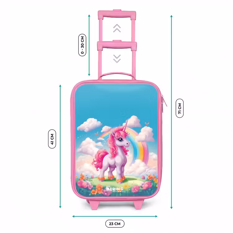 Valise enfant - Rose - Licorne joyeuse devant un arc-en-ciel — 6