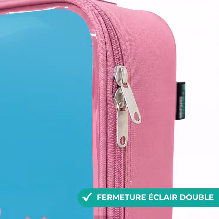Valise enfant - Rose - Licorne joyeuse devant un arc-en-ciel — 7