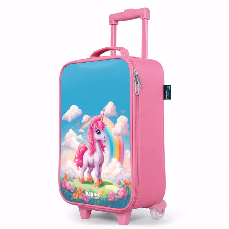 Valise enfant - Rose - Licorne joyeuse devant un arc-en-ciel — 8