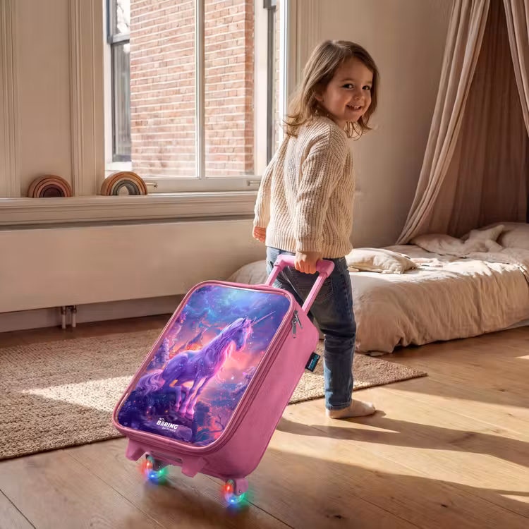 Valise enfant - Rose - Licorne violette dans un environnement magique — 2