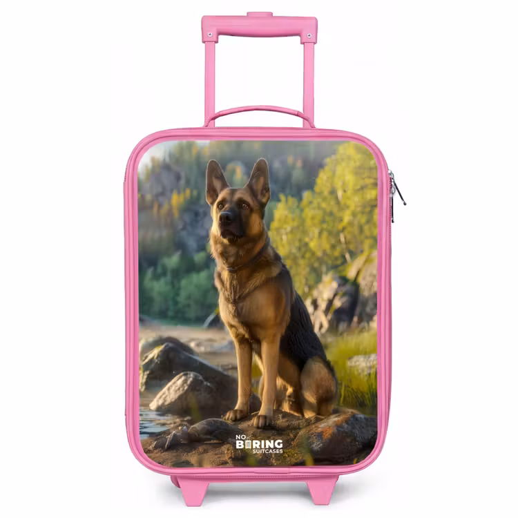 Valise enfant - Rose - Observer le chien de berger sur les rochers — 1