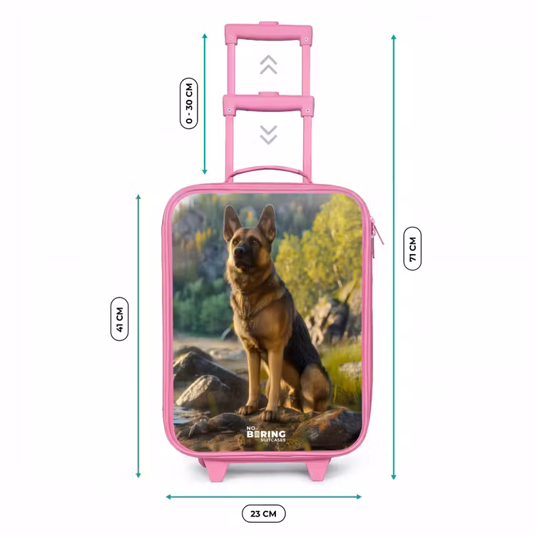 Valise enfant - Rose - Observer le chien de berger sur les rochers — 6