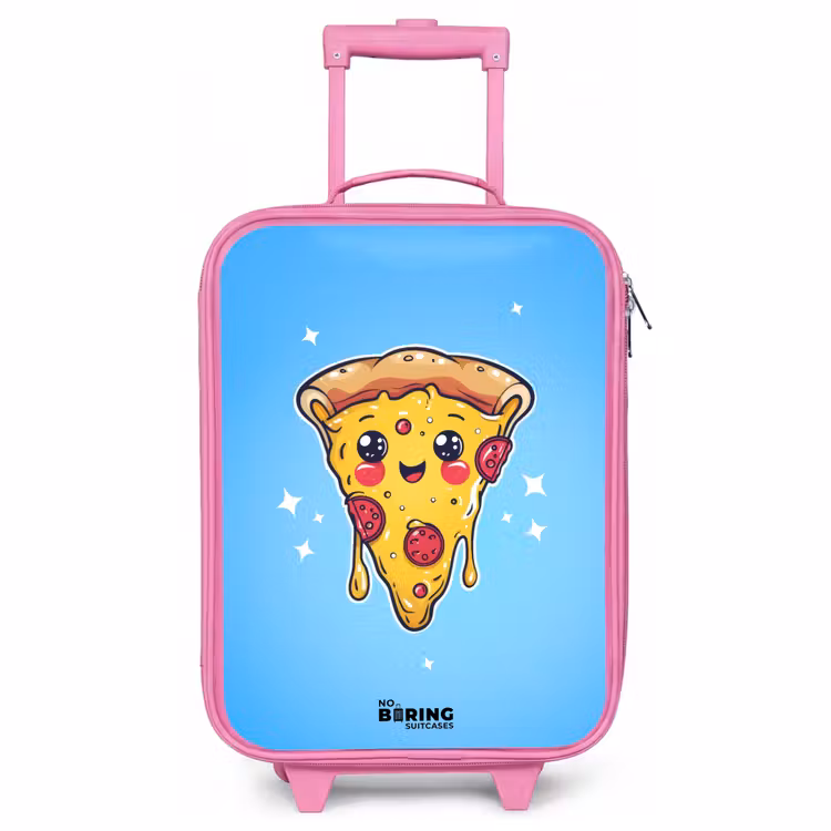 Valise enfant - Rose - Pizza sur fond bleu — 1