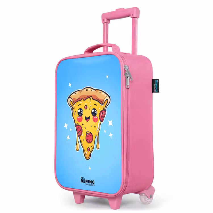 Valise enfant - Rose - Pizza sur fond bleu — 8