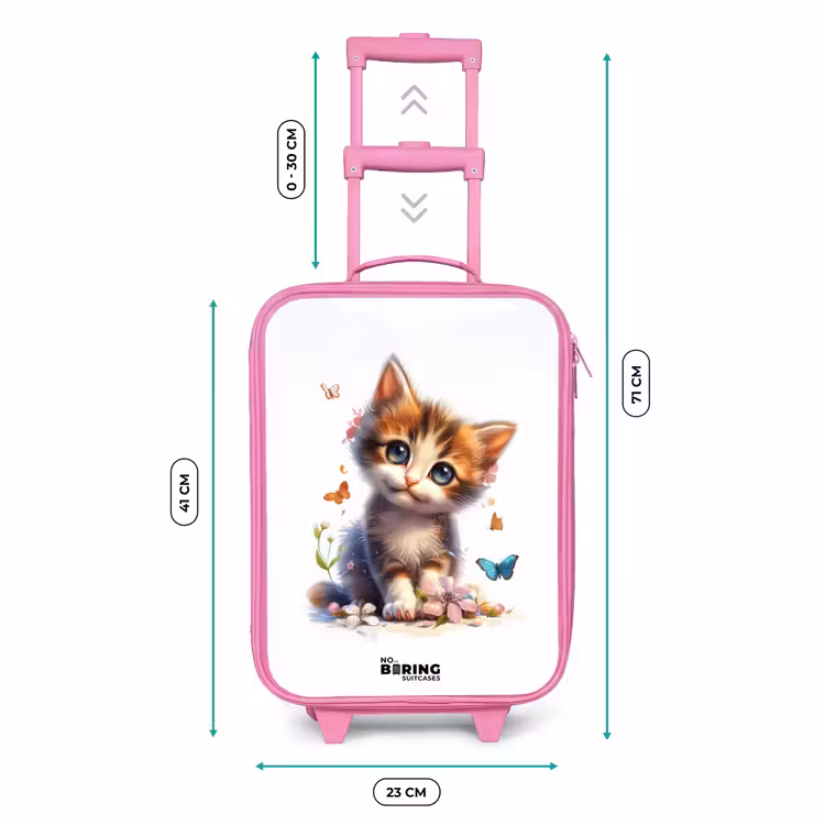 Valise enfant - Rose - Portrait d'un chaton entouré de papillons — 6