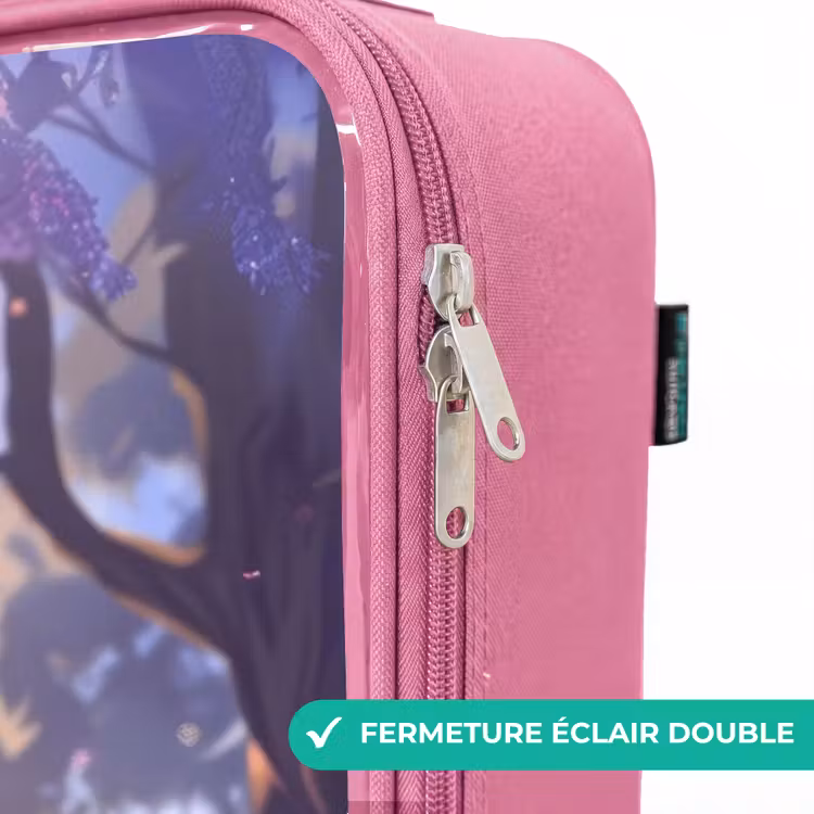 Valise enfant - Rose - Portrait d'une licorne parmi des fleurs violettes — 7