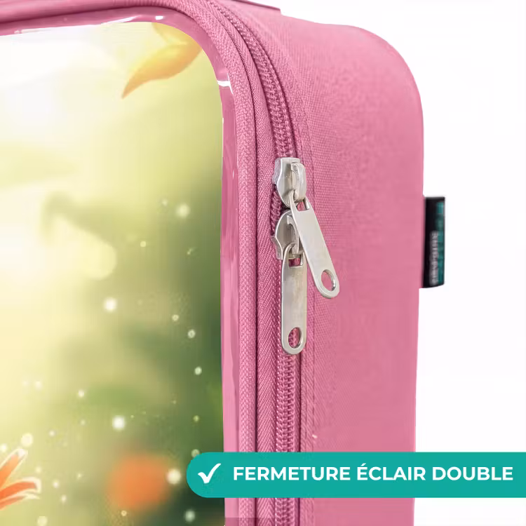 Valise enfant - Rose - Vue latérale d'un lapin avec une fleur rouge — 7