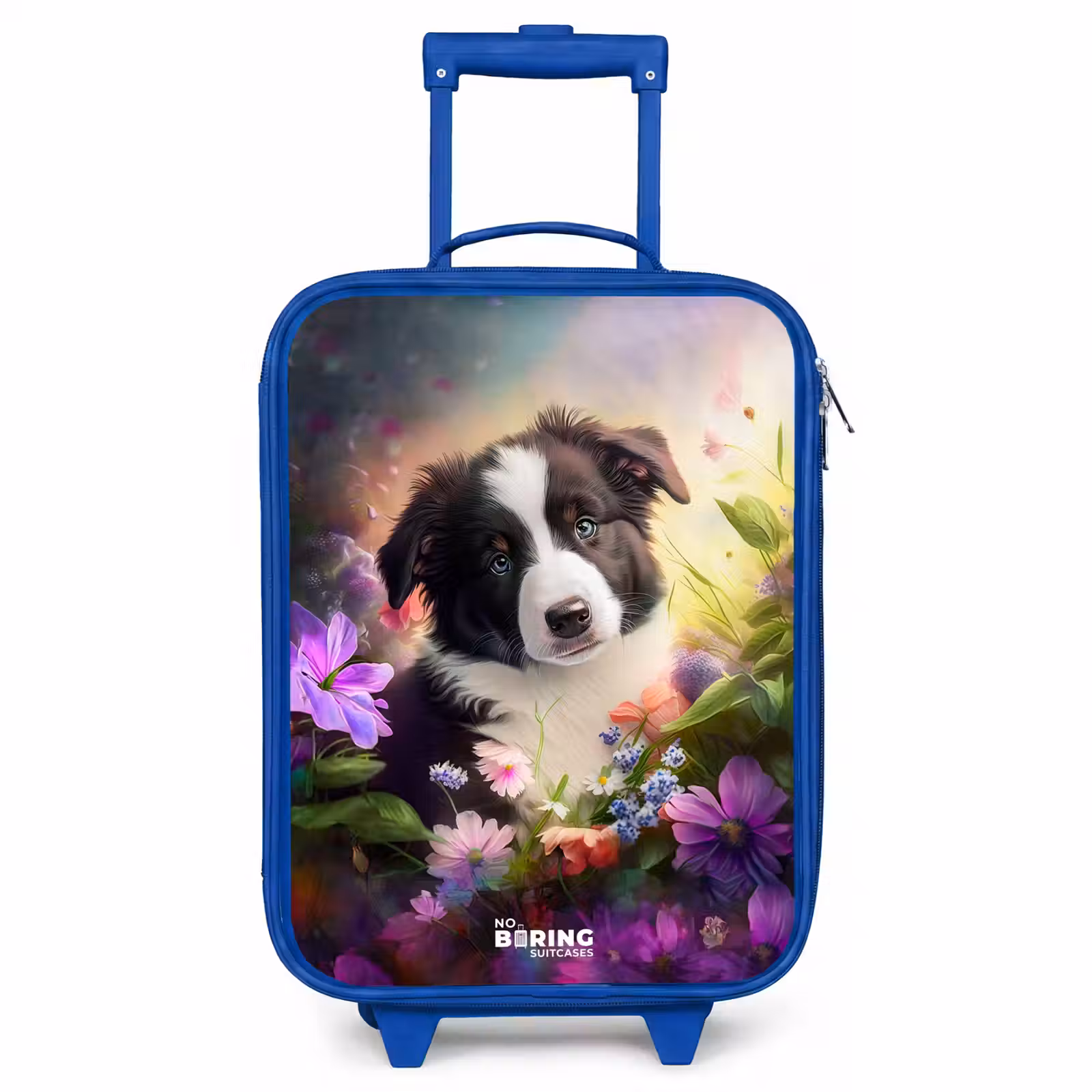 Valise enfant - Bleu - Chien aux yeux bleus dans un champ — 1