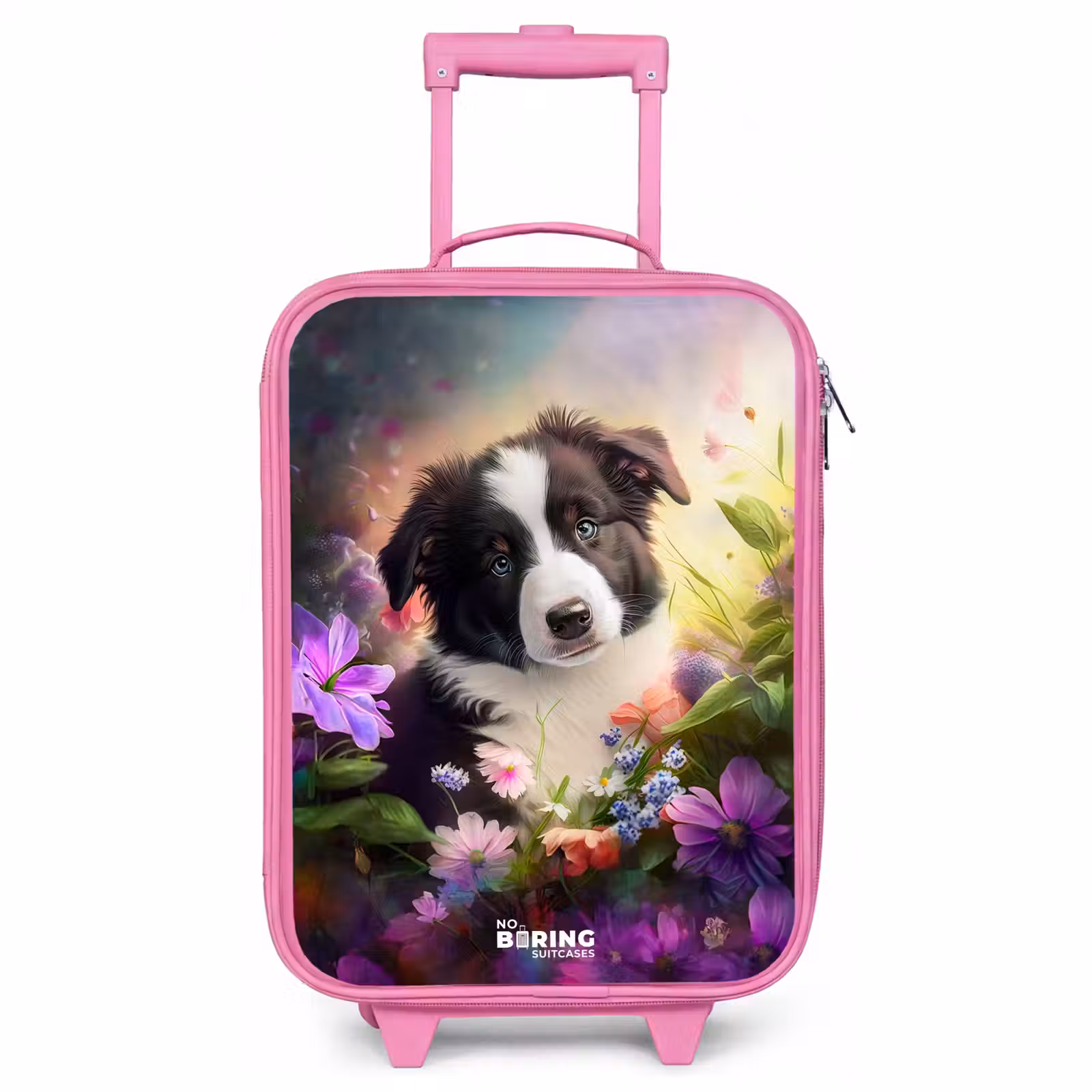 Valise enfant - Rose - Chien aux yeux bleus dans un champ — 1