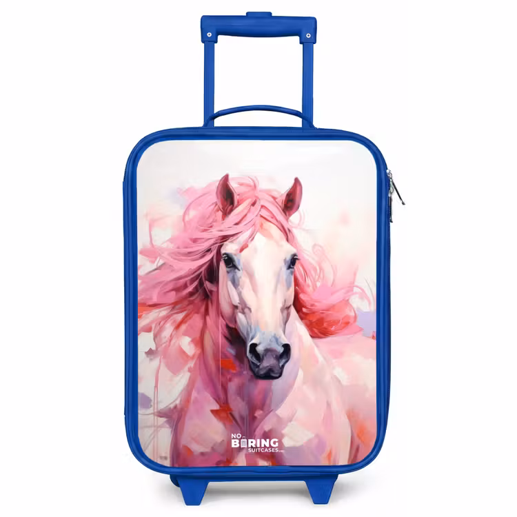 Valise enfant - Bleu - Cheval dans les tons roses pastel — 1