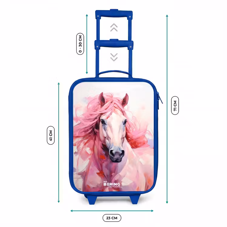 Valise enfant - Bleu - Cheval dans les tons roses pastel — 6
