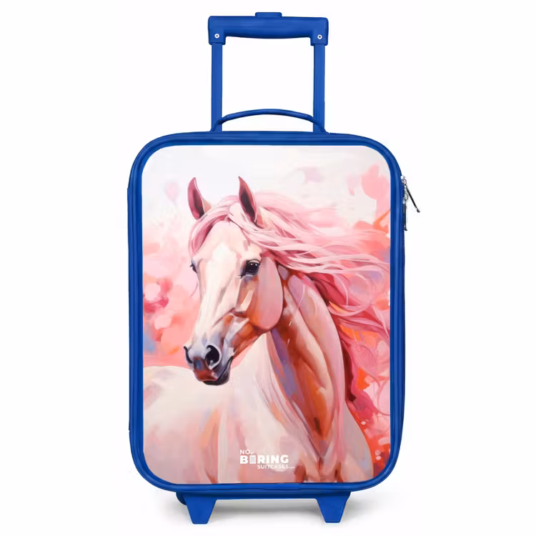 Valise enfant - Bleu - Cheval rose pastel — 1