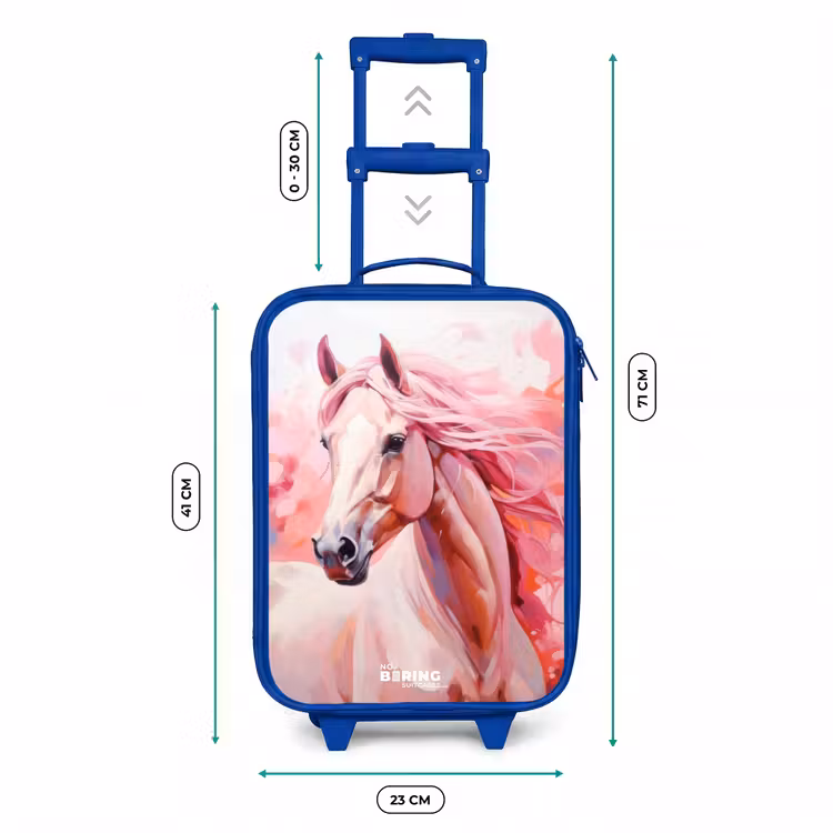 Valise enfant - Bleu - Cheval rose pastel — 6