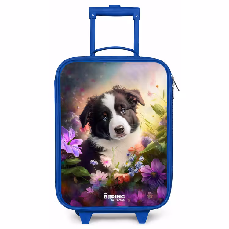 Valise enfant - Bleu - Chien aux yeux bleus dans un champ — 1
