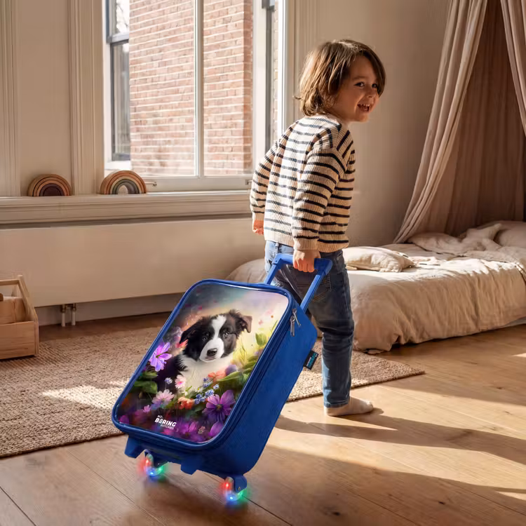 Valise enfant - Bleu - Chien aux yeux bleus dans un champ — 2