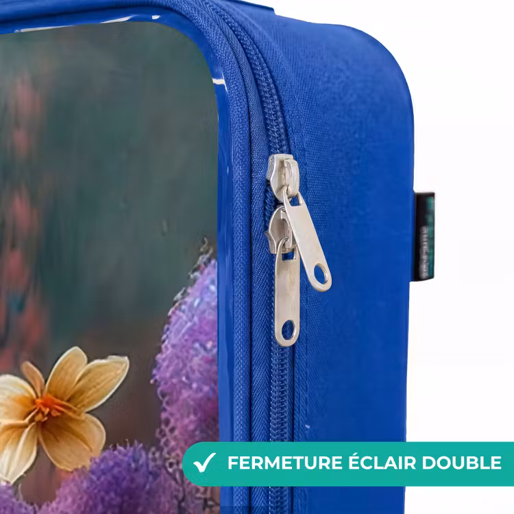 Valise enfant - Bleu - Chiot blanc dans un pré fleuri — 7