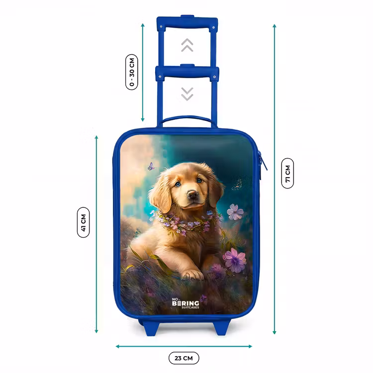 Valise enfant - Bleu - Chiot doré dans l'herbe — 6