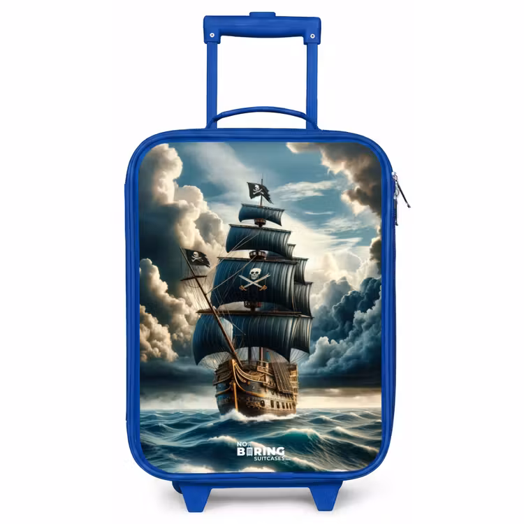 Valise enfant - Bleu - Navire pirate sur une mer déchaînée — 1