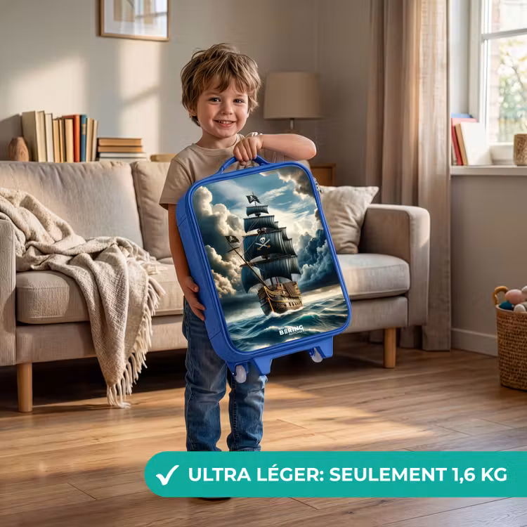 Valise enfant - Bleu - Navire pirate sur une mer déchaînée — 3