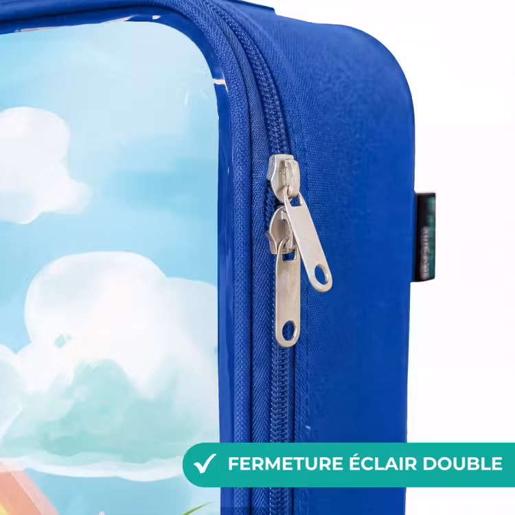 Valise enfant - Bleu - Ours en peluche parmi les fleurs — 7