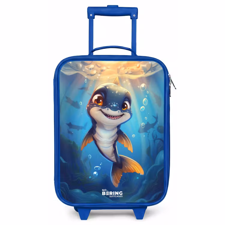 Valise enfant - Bleu - Requin avec le visage dans l'eau — 1