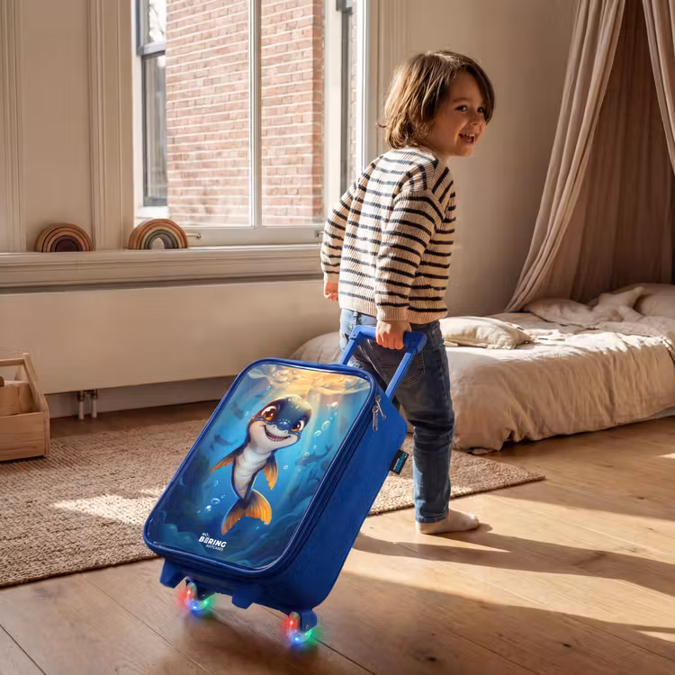 Valise enfant - Bleu - Requin avec le visage dans l'eau — 2