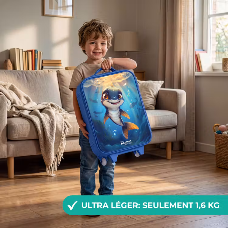 Valise enfant - Bleu - Requin avec le visage dans l'eau — 3