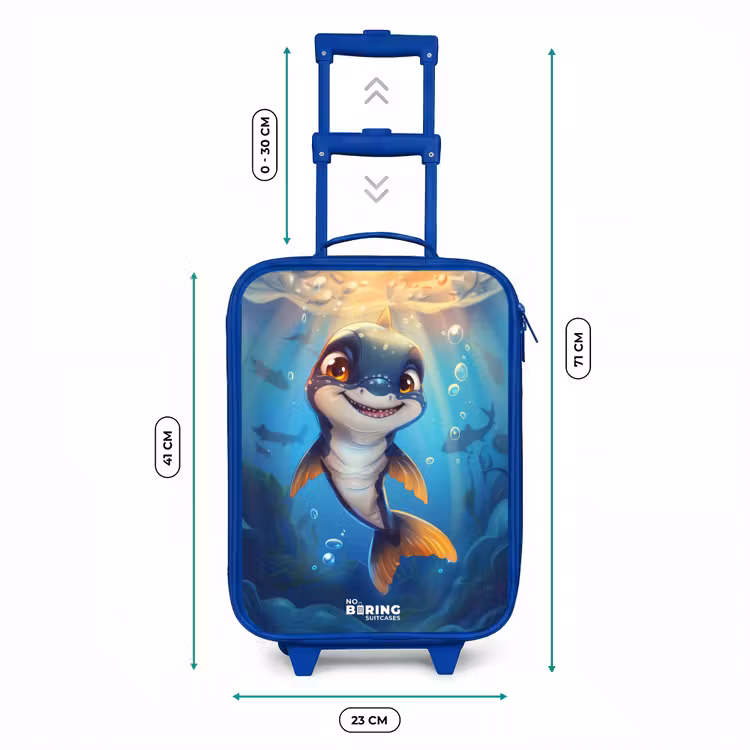 Valise enfant - Bleu - Requin avec le visage dans l'eau — 6