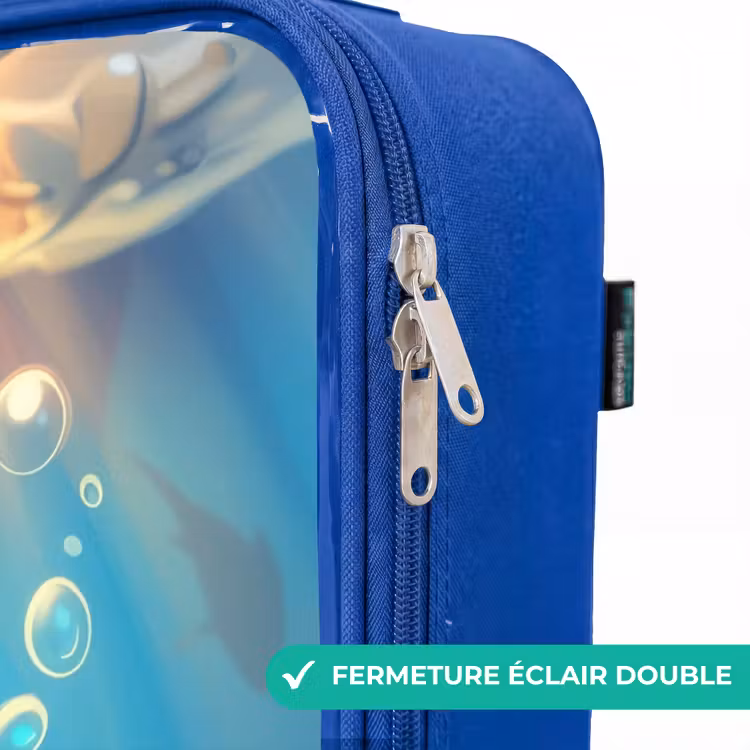 Valise enfant - Bleu - Requin avec le visage dans l'eau — 7