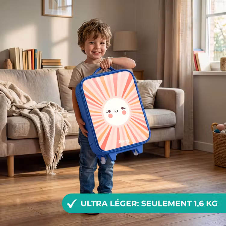 Valise enfant - Bleu - Soleil rond avec visage — 3