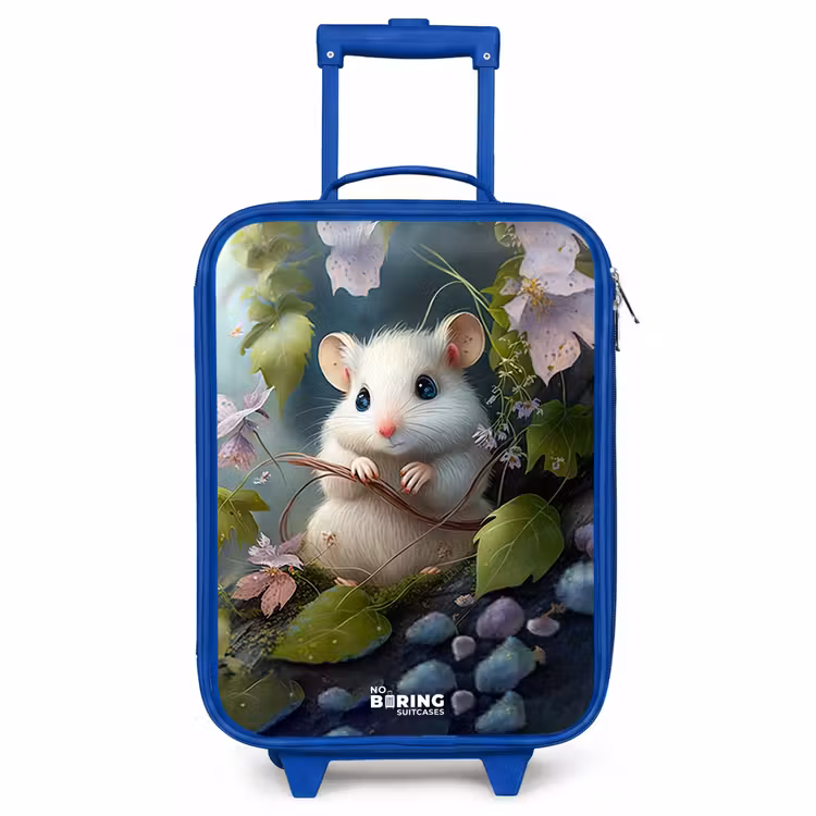 Valise enfant - Bleu - Souris entourée de feuilles — 1