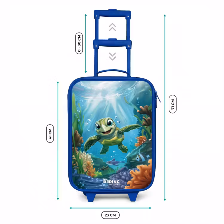 Valise enfant - Bleu - Tortue dans un monde sous-marin coloré — 6