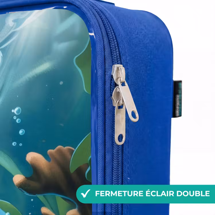 Valise enfant - Bleu - Tortue dans un monde sous-marin coloré — 7