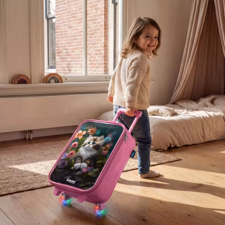 Valise enfant - Rose - Chaton parmi les fleurs — 2