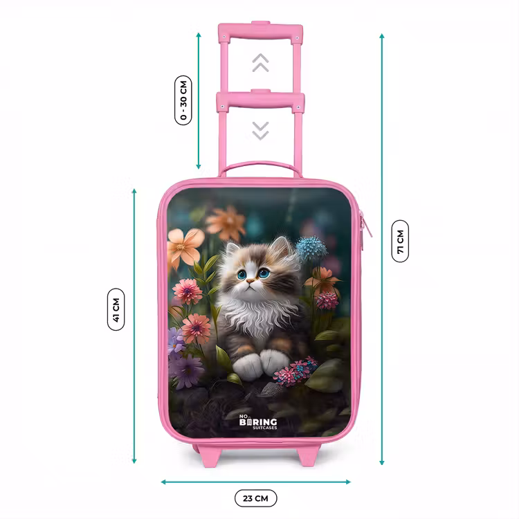 Valise enfant - Rose - Chaton parmi les fleurs — 6
