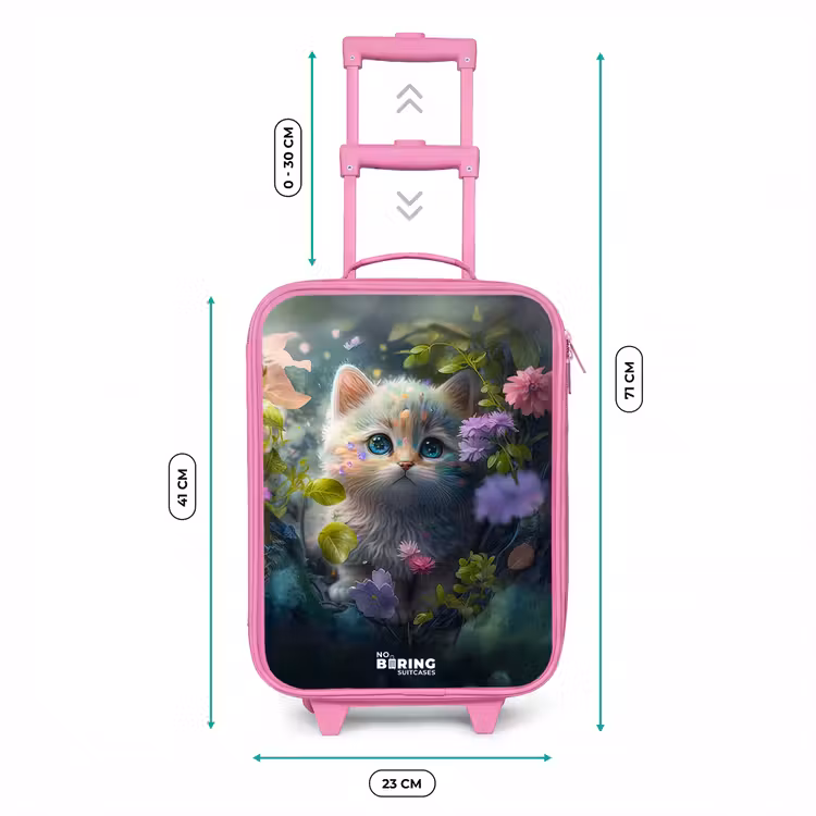 Valise enfant - Rose - Chaton se cachant derrière des fleurs — 6
