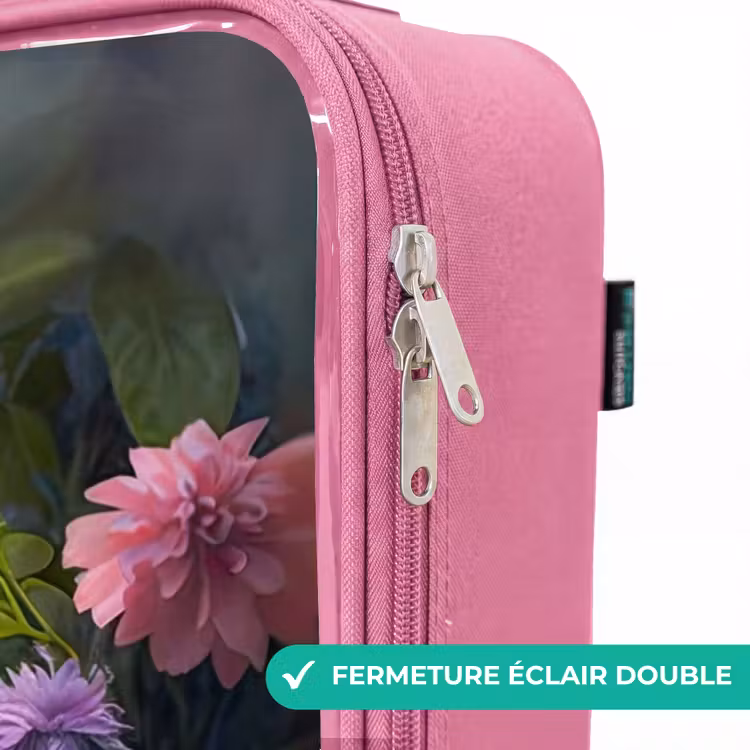 Valise enfant - Rose - Chaton se cachant derrière des fleurs — 7